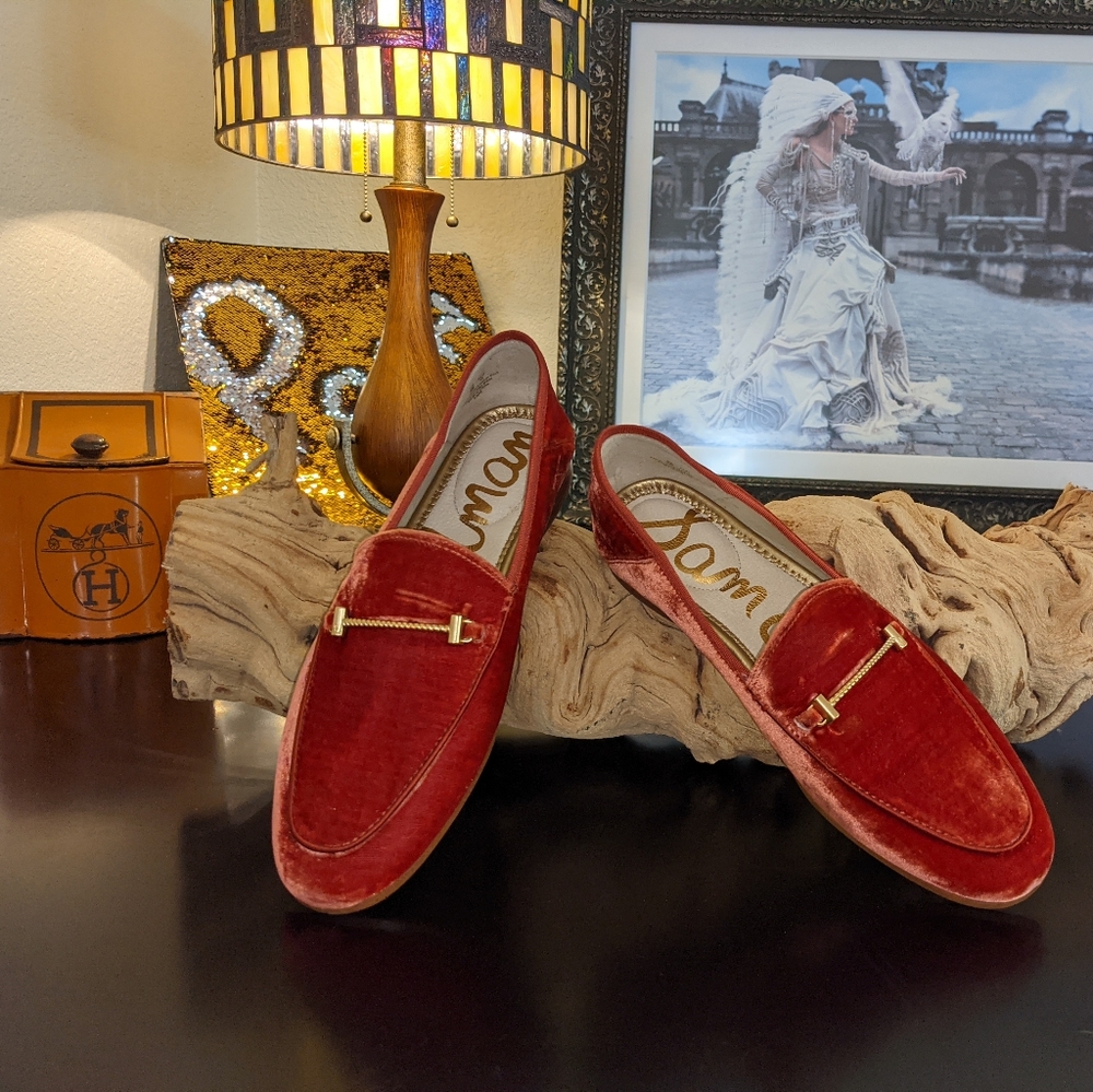Sam Edelman Orange Velvet Loafers NWT
